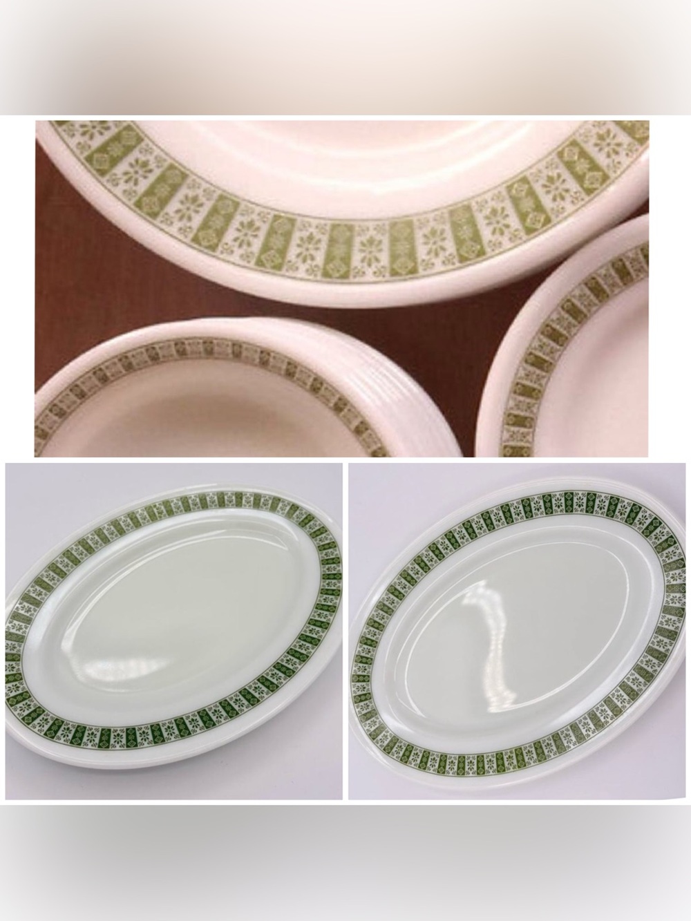 PYREX BUNDLE OF 2 Serving Platters Plates Darby Green MCM Mid 70’s Praire